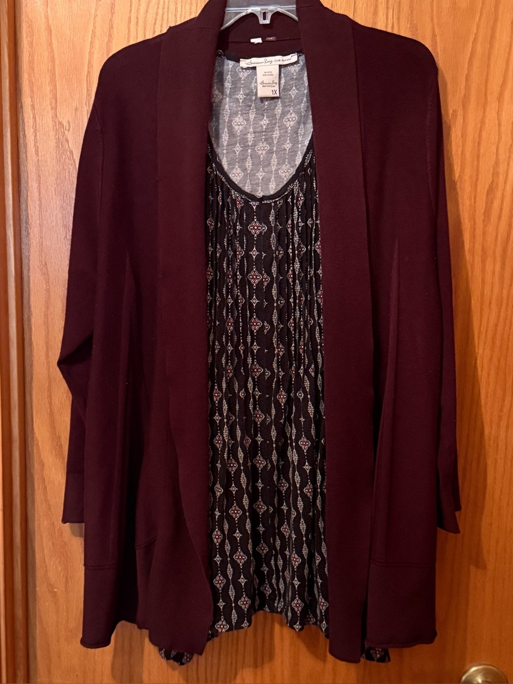 Bundle of an American Rag Tank with Open Front Cardigan in Burgundy - 1X
